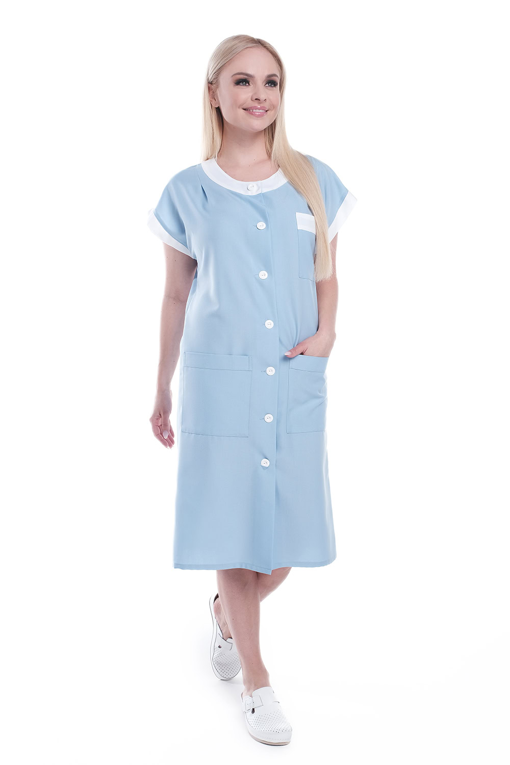 Hosszú női köpeny, rövid vagy hosszú ujjal, választható kontrasztos díszítéssel – 119