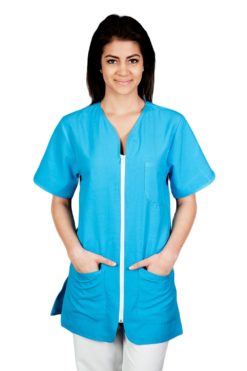 HÚZÓZÁRAS NŐI MUNKAKÖPENY, KEREKÍTETT SARKOKKAL 216