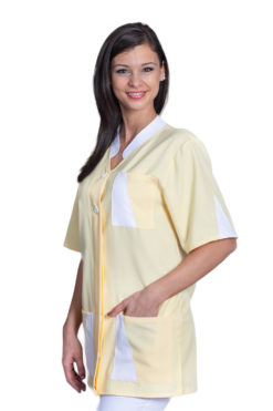 Egyenes vonalú női köpeny 313- rejtett gombolással, fehér díszítéssel