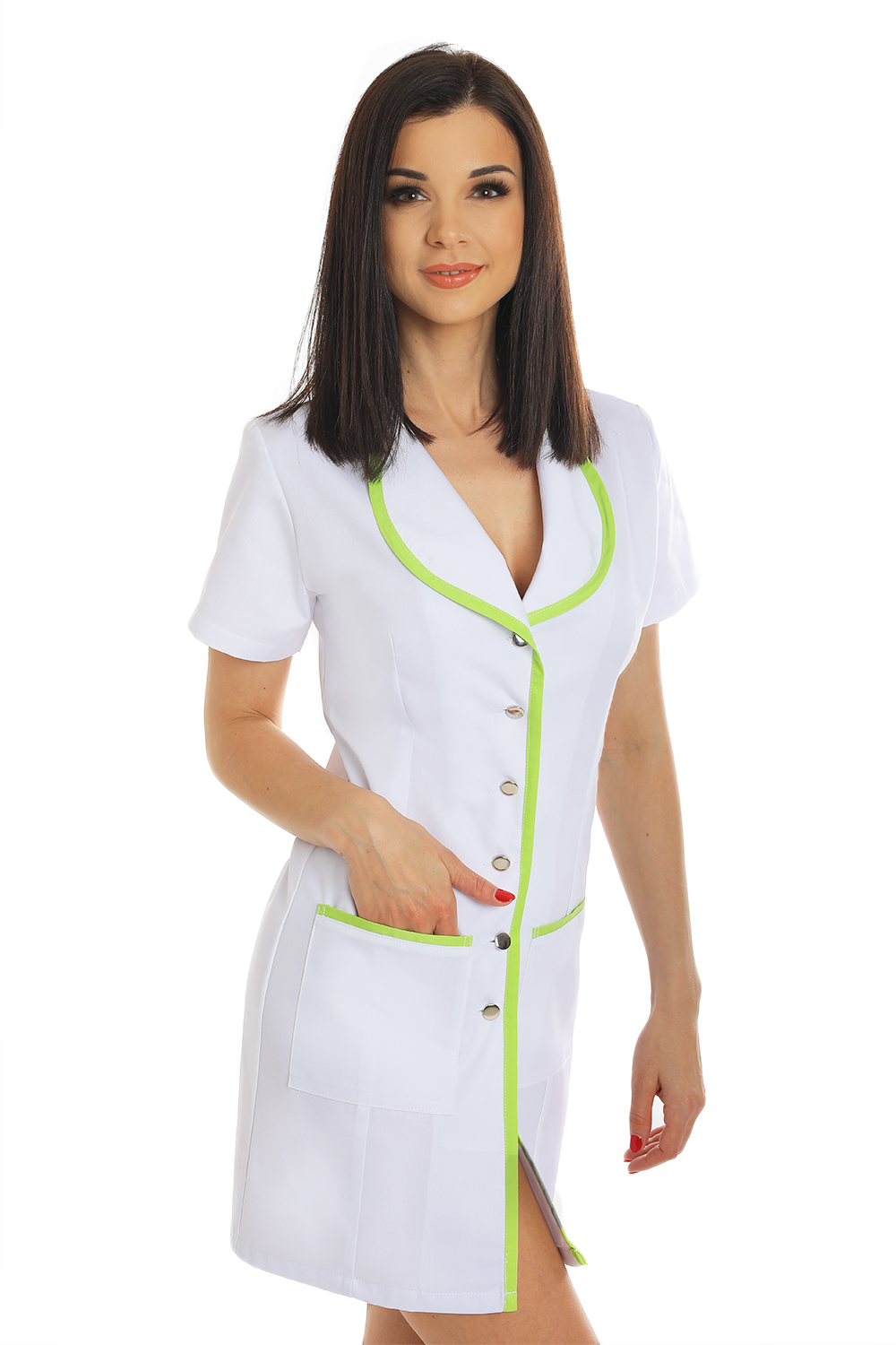 Karcsúsított női köpeny 702- választható színű díszítéssel, tükörezüst gombokkal