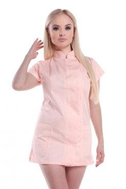 Karcsúsított női köpeny elegáns álló gallérral 703 - aszimmetrikus rejtett gombolással