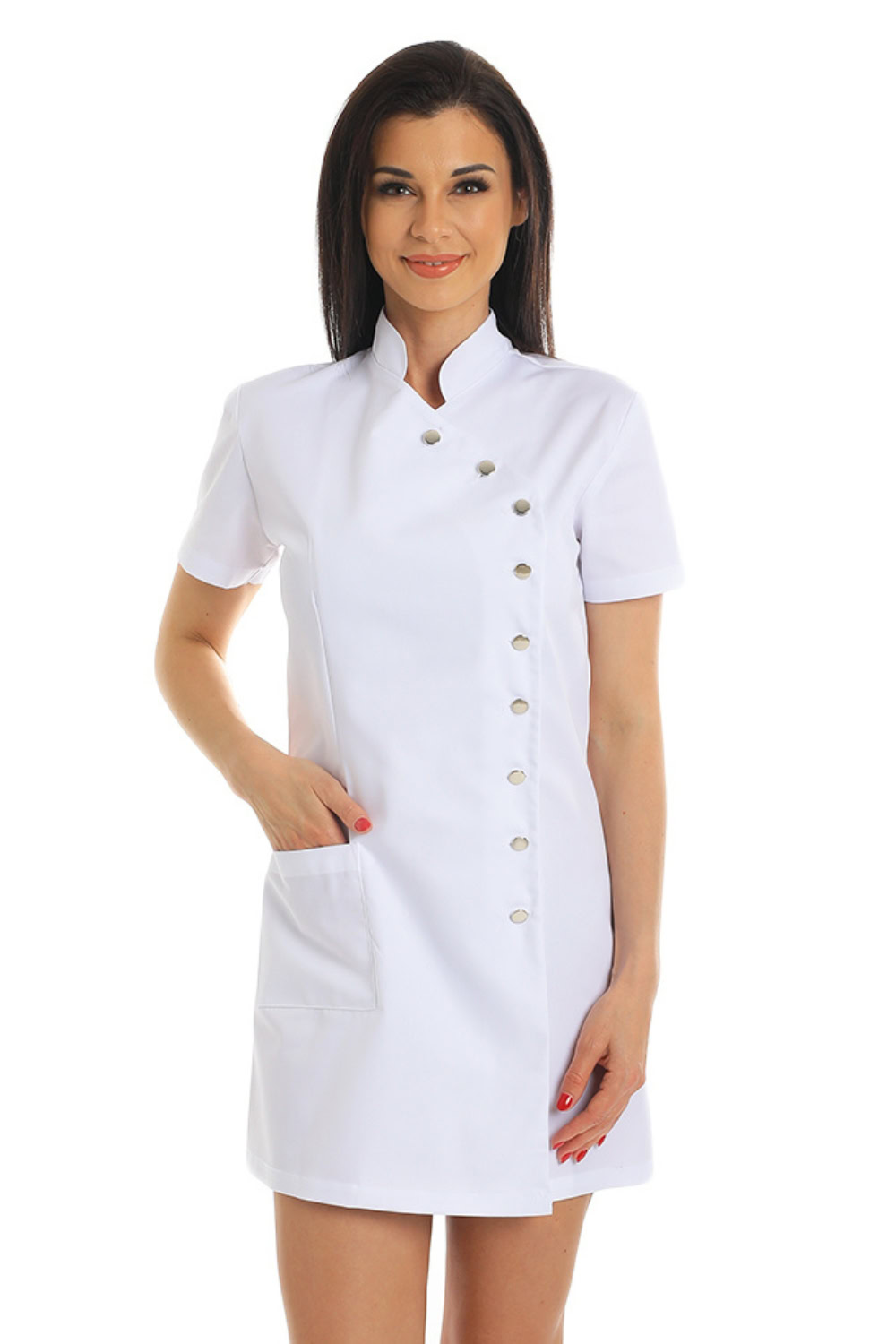 701-orvosi-munkaköpeny-orvosi-ruházat-női fehér-karcsúsított-köpeny