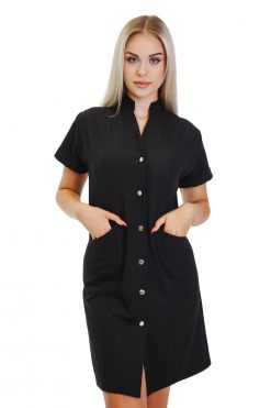 Női-karcsúsított-orvosi-köpeny-munkaköpeny-laborköpeny-orvosi tunika-706-fekete